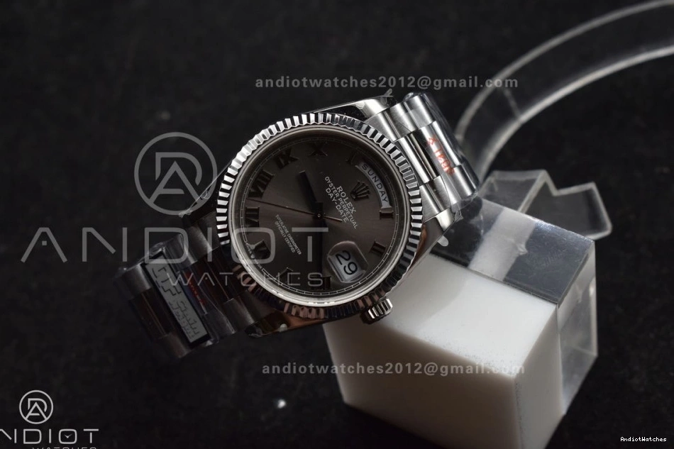 Grey DayDate on President (Gain 36 vr3255 Efficient Edition Best 684 V5 QF Steel SS Roman 904L Weight) Dial Bracelet 0102